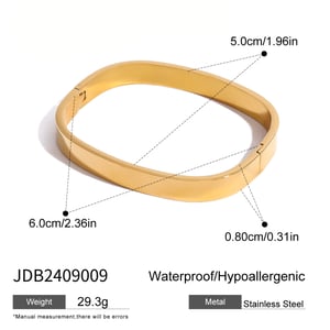 1 Stück schlichter, klassischer, geometrischer Armreif aus Edelstahl mit 18 Karat Vergoldung für Damen h5 